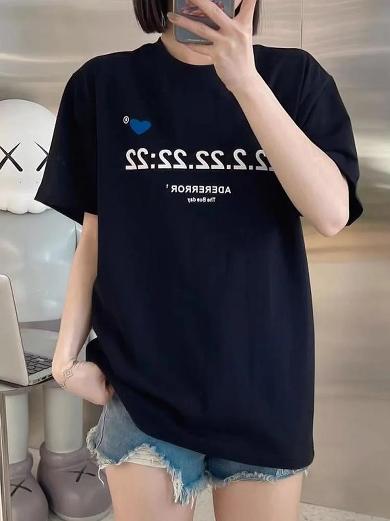 

22SS Small Number Heart Logo Embroidery 100% Cotton EU Size ADER ERROR T Shirt Men Women Fashion Summer Kanye West Bermudas