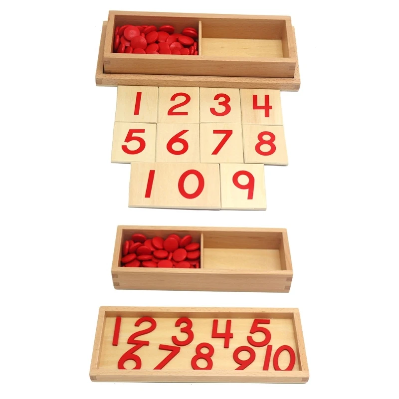 

New Montessori Cards & Counters Math Aid Material Early Education Toy for Toddler