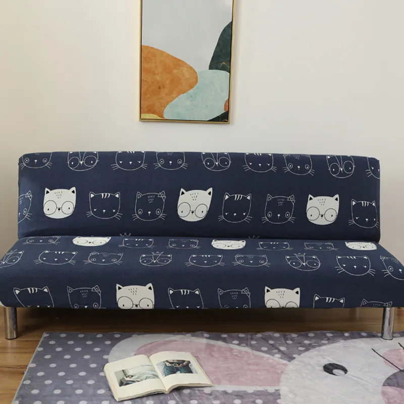 

Cat Printed Elastic Sofa Bed Cover Fashion Folding Sofa Cover Without Armrest All-Inclusive Sofa Slipcover Sofa Mattress Cover