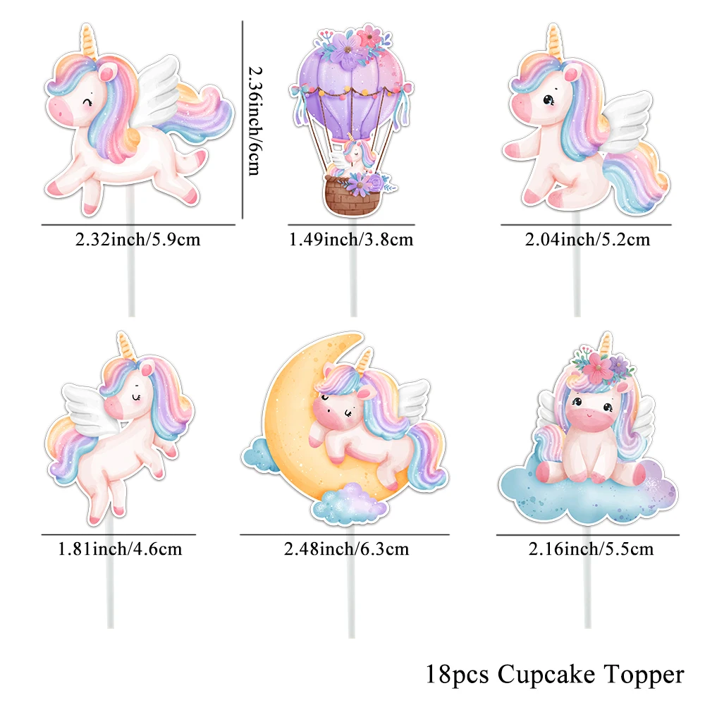 

Бумажные топперы для кексов единороги Tissy 18 шт