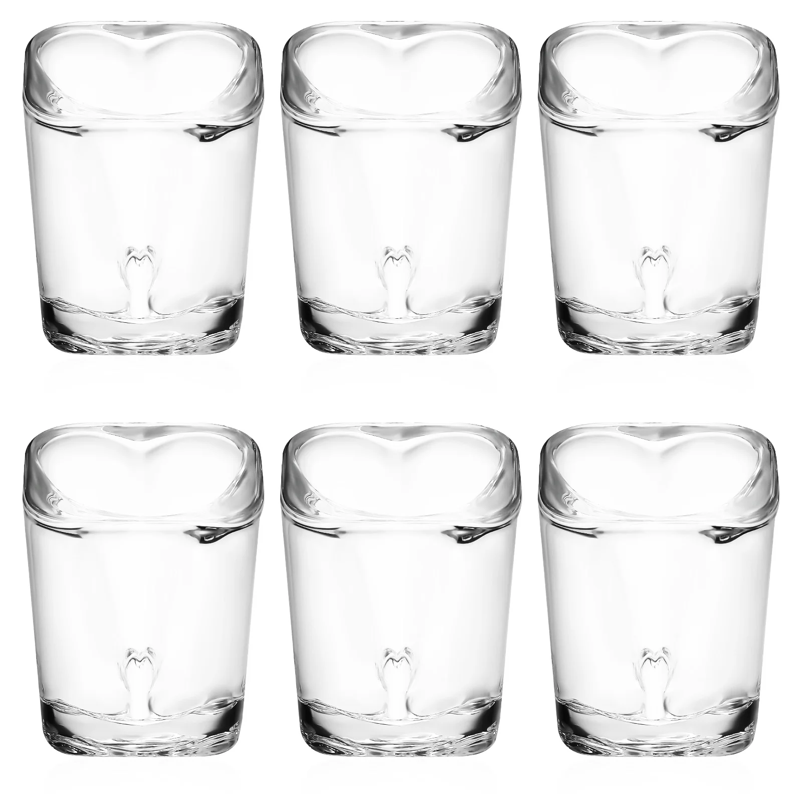 

6 Pcs Glass Heart Mug Bar Cart Accessories Cute Glass Cup Fun Cups Cute Shot Thicken