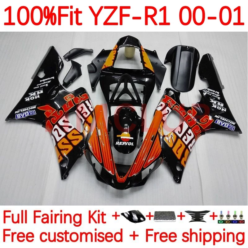 

OEM Корпус для YAMAHA YZF-R1 YZF R1 1000 C R 1 1000CC YZF1000 YZFR1 2000 2001 YZF-1000 00 01 Инжекционный обтекатель 1No.17 hot orange