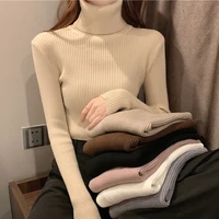 2022 basic turtleneck women thicked sweaters autumn winter tops slim women pullover knitted ribbed sweaters female sueter mujer