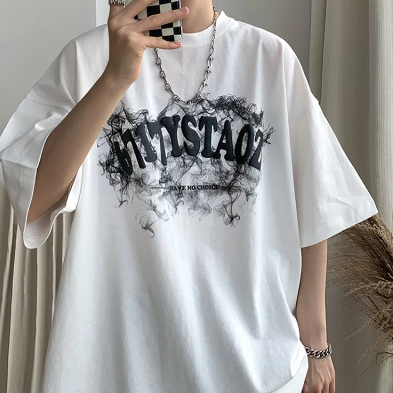 Европейская и американская модная брендовая футболка мужская летняя с небольшим