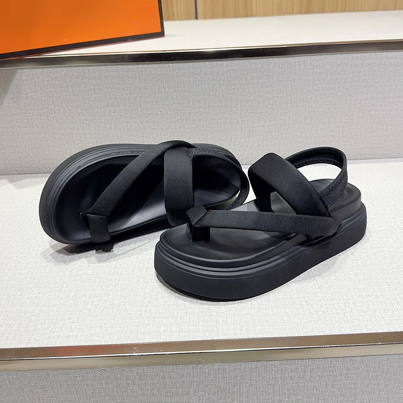 Designer Platform Sandals Girls Flats Pumps Summer Flip Flops Female Party Elegant Medium Heel Women's Shoes 2023 Casual Sandles