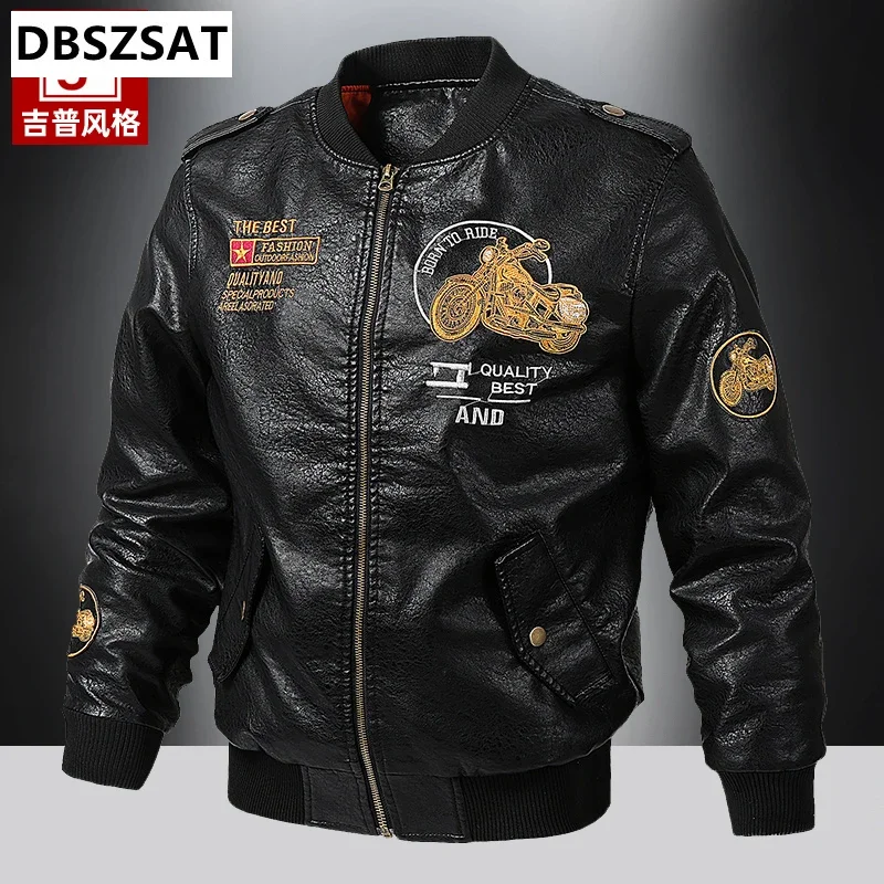 2028 XKK искусственная кожаная куртка Мужская демисезонная армейская куртка-бомбер