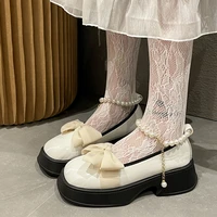 2022 new autumn brand pearl lolita mary janes women shoes fashion flats platform bow sandals casual ladies chunky oxford zapatos