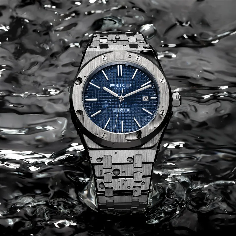 

FEICE New Men's Automatic Mechanical Watch Skeleton Luminous Watch Waterproof Sapphire Mirror Luxury Stainless Steel Wristwatch
