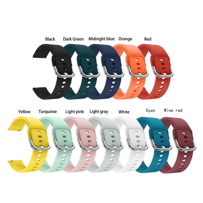 20mm 22mm Silicone Band for Samsung Galaxy Watch Active 2 Watch 3 45mm 42mm Gear S2 Watchband Bracelet Strap for Amazfit GTS 2e