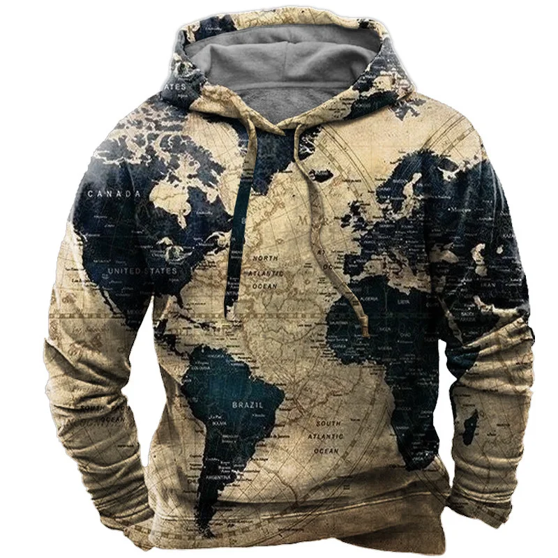 

2023 arajuku Men's Sweatsirt Retro oodie Nautical rapics Street Oversized Top Pullover Winter Lon Sleeve Casual Sweatsirt