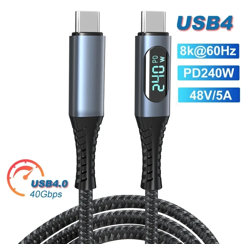 

240W USB 4.0 Cable, 40Gbps 8K@60Hz PD Type C Cable, USB C to USB C Male Cable for Thunderbolt 4/3 Computer Type C Laptop Tablet
