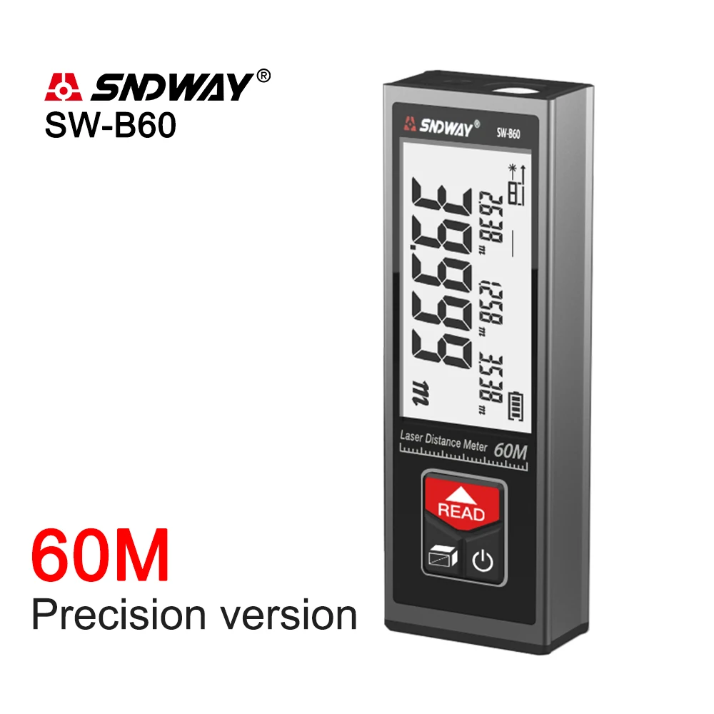 

SNDWAY Laser Distance Meter 40M 50M 60M Range Finder Laser Tape Measuring trena Digital Laser Rangefinder SW-B Series Wholesale