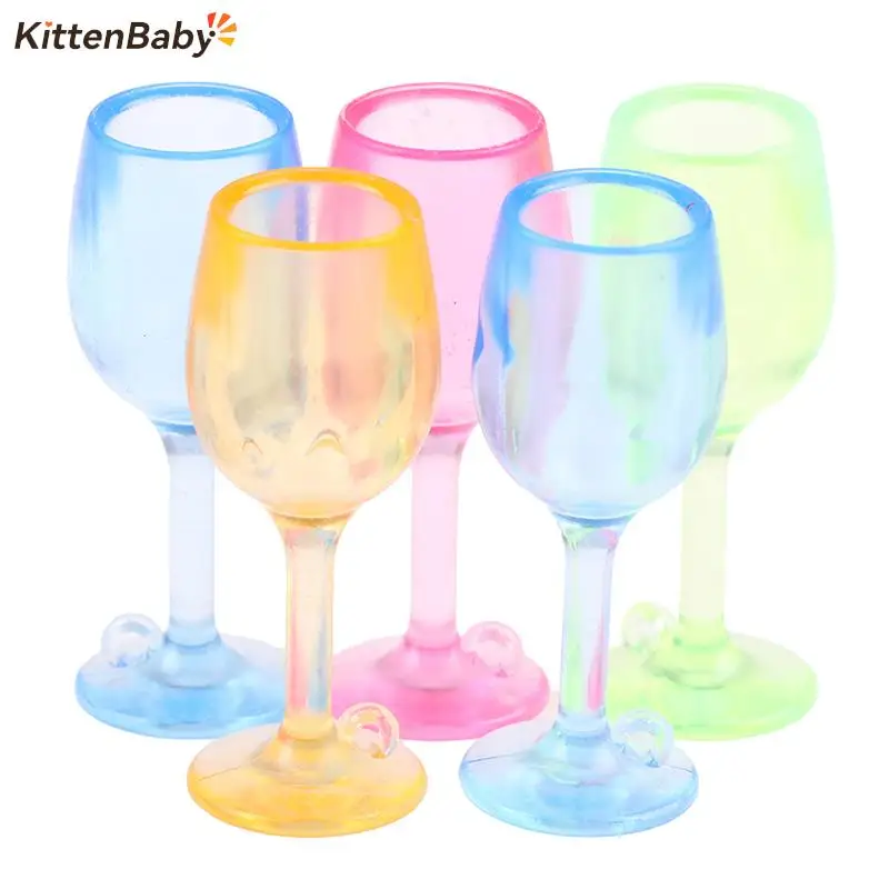 

5Pcs 1:12 Scale DIY Parts Plastic Colorful Goblet Miniature Wine Beer Cup Dollhouse Craft Home Decoration Glass Model Random