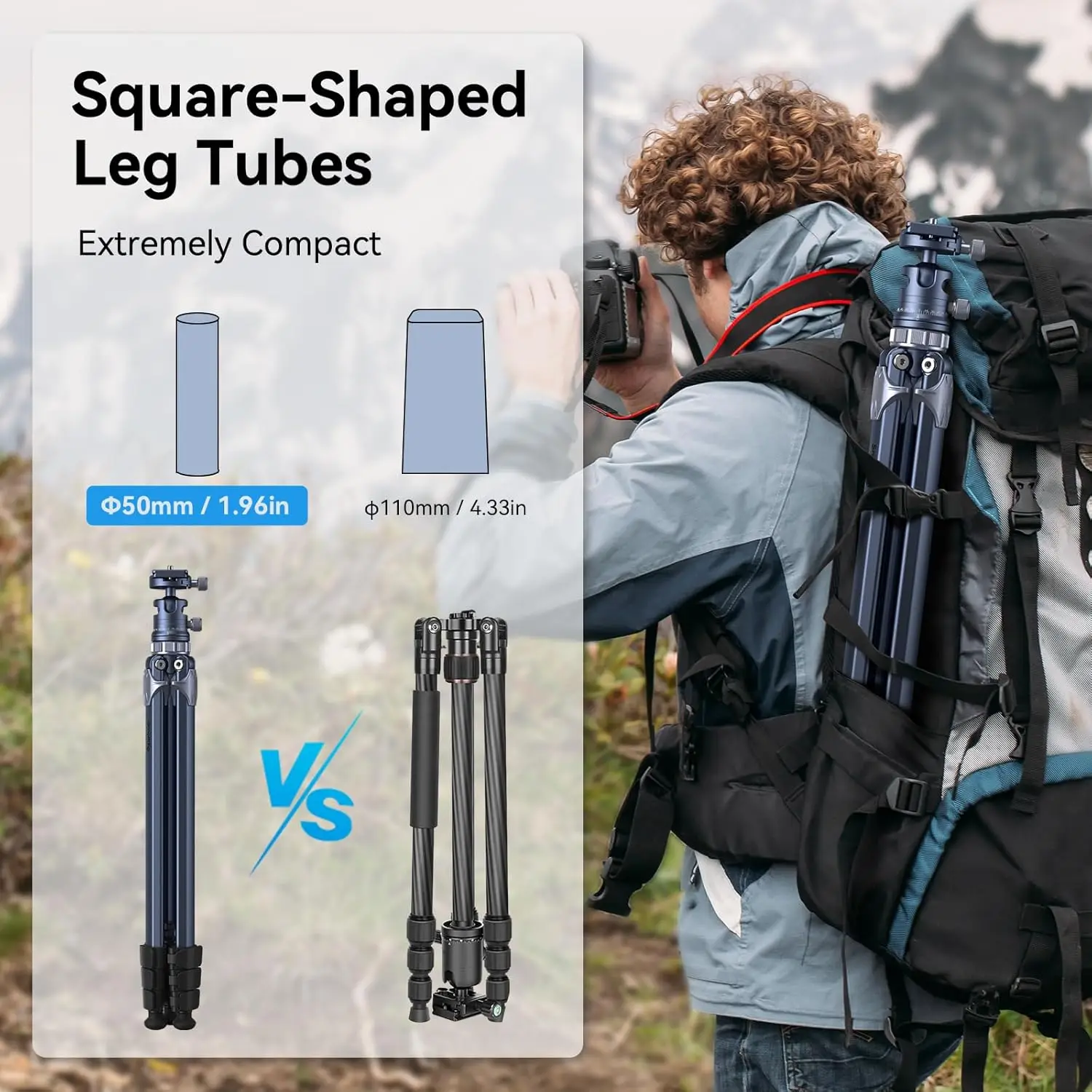 Фото SmallRig AP-02 Легкий дорожный штатив с центральной колонной, шаровой головкой на 360°, QR-пластиной, дорожная сумка, нагрузка до 8 кг для зеркальной камеры №5
