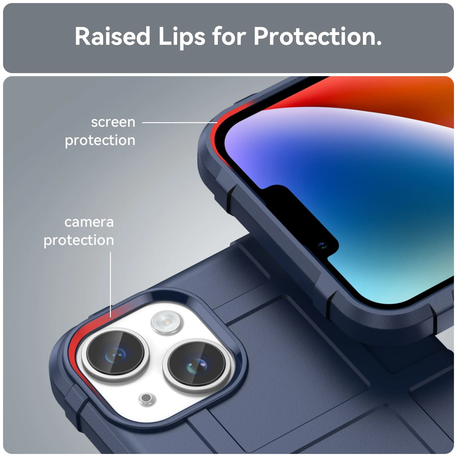 Blue Rugged Shield Shockproof Armor Case For iPhone 14 Protection Case Back Cover