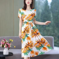 new dress women summer sundress 2022 casual short sleeve plus size print vintage summer dress female o neck dresses