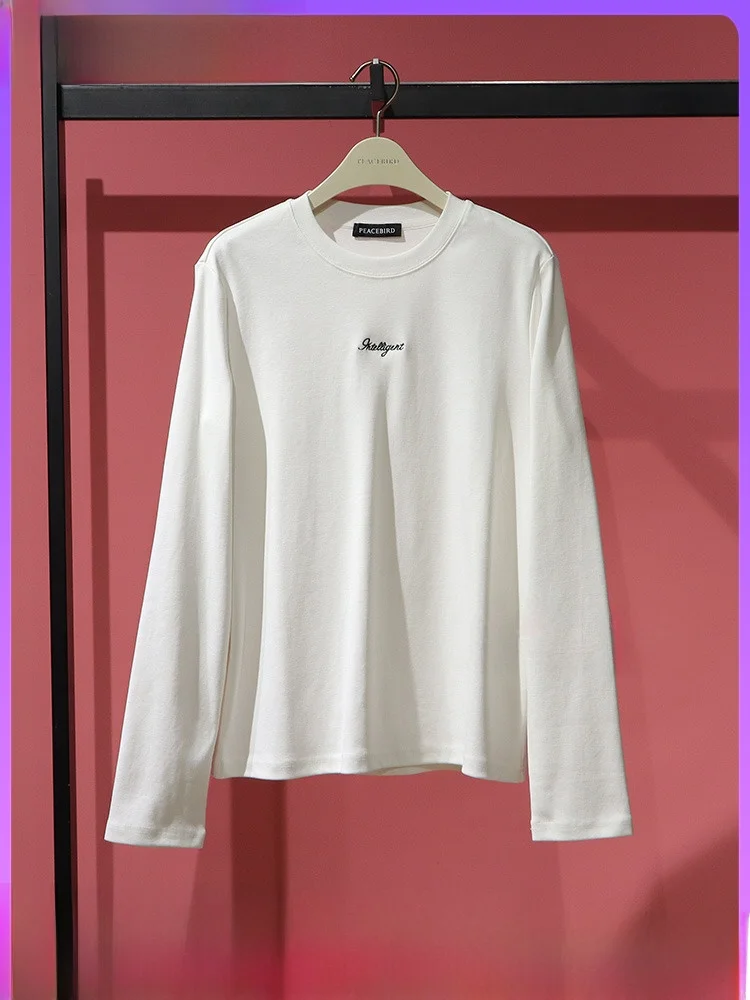 Acpe4299 PEACEBIRD Women clothes 2024 Winter New Versatile Embroidery Quali Long sleeves Shirt Acpe4299m3