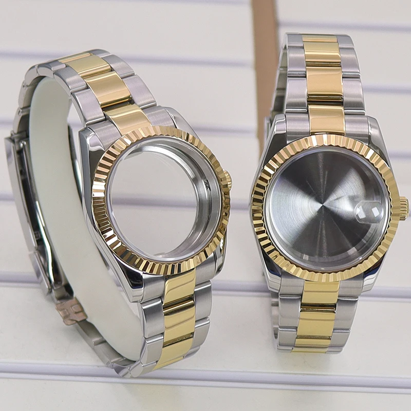 Fenya 40 мм 36 рифленый изогнутый корпус Детали ремешка для часов Datejust Seiko NH35 NH36 NH38 4R36