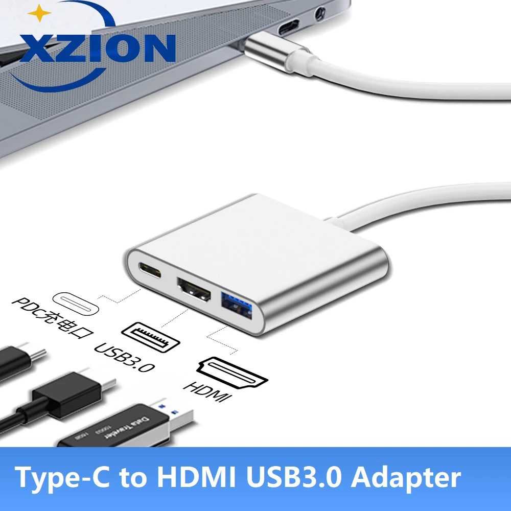 

Адаптер HDMI 4K Type-C USB 3,0 для быстрой зарядки, док-станция PD для ноутбуков, ПК, планшетов, мониторов, проекторов