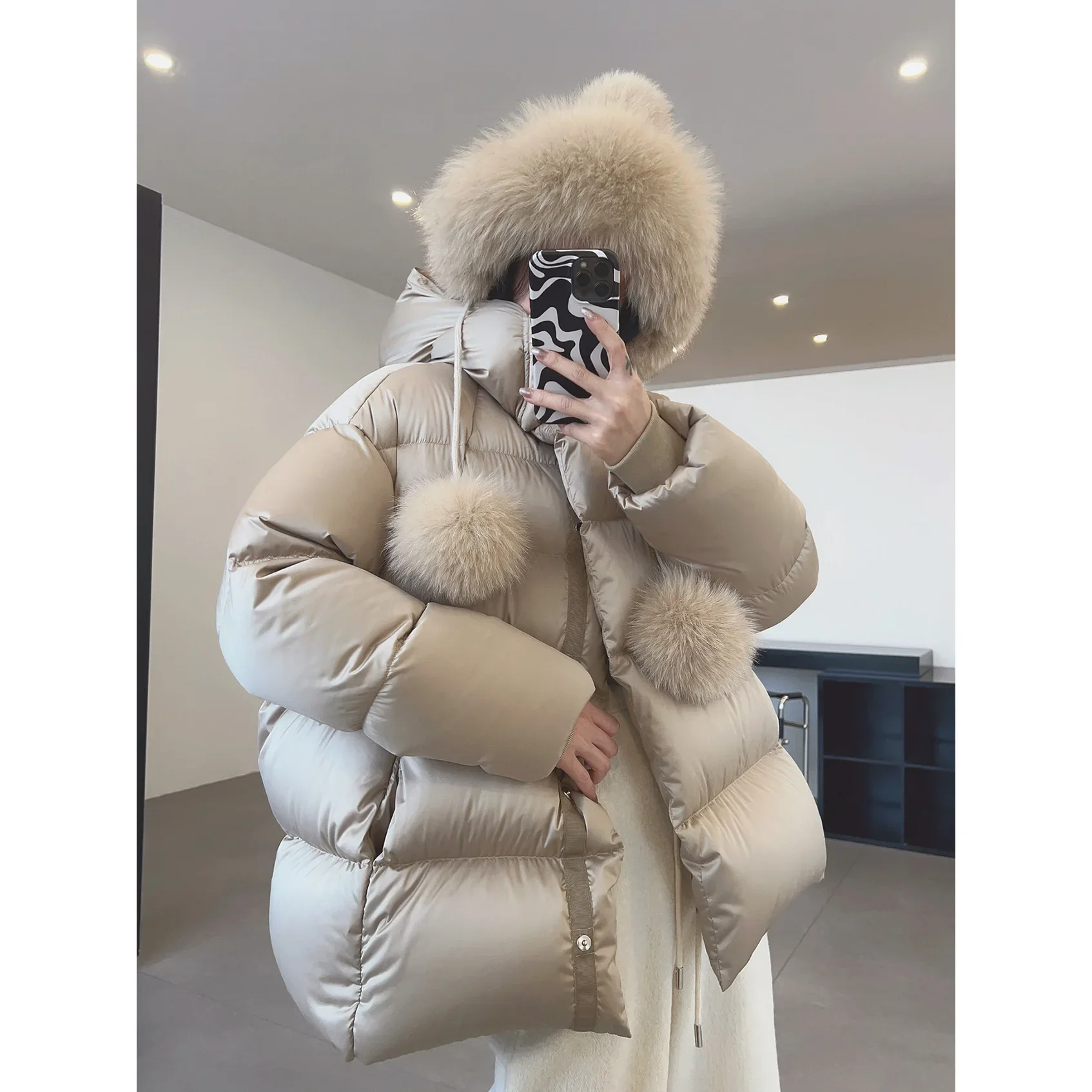 Модное зимнее Новое Женское пуховое пальто с белым гусиным пухом 90% короткое