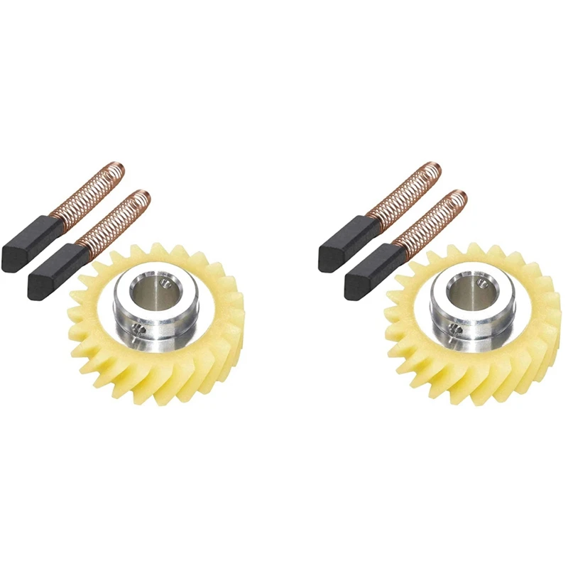 

2X W10112253 9706416 Motor Brush W10380496 4162897 Mixer Worm Drive Gear For Kitchenaid Stand & 2 Pair Of Motor Brush
