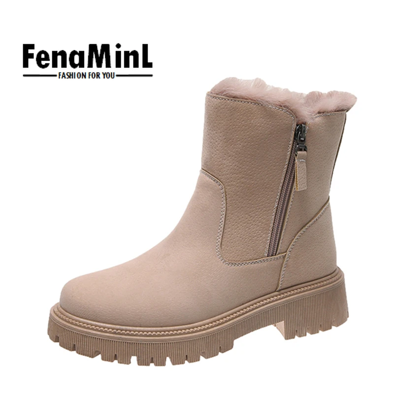 

Women winter snow boots Plush zipper ankle flat shoes female Fashion winter keep warm snow booties winter office lady snow shoes