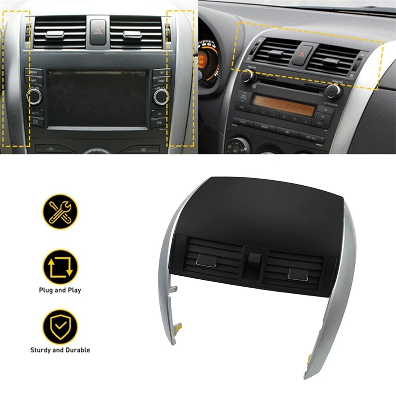 

Car Central Dash A/C Air Vents Outlet Grille Panel+Chrome Trim Strip Car Accessories Plastic For Toyota Corolla Altis 2007-2013