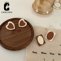 2022 korean simple love heart square stud earrings temperament non pierced clip on earring for girl women party gift jewelry