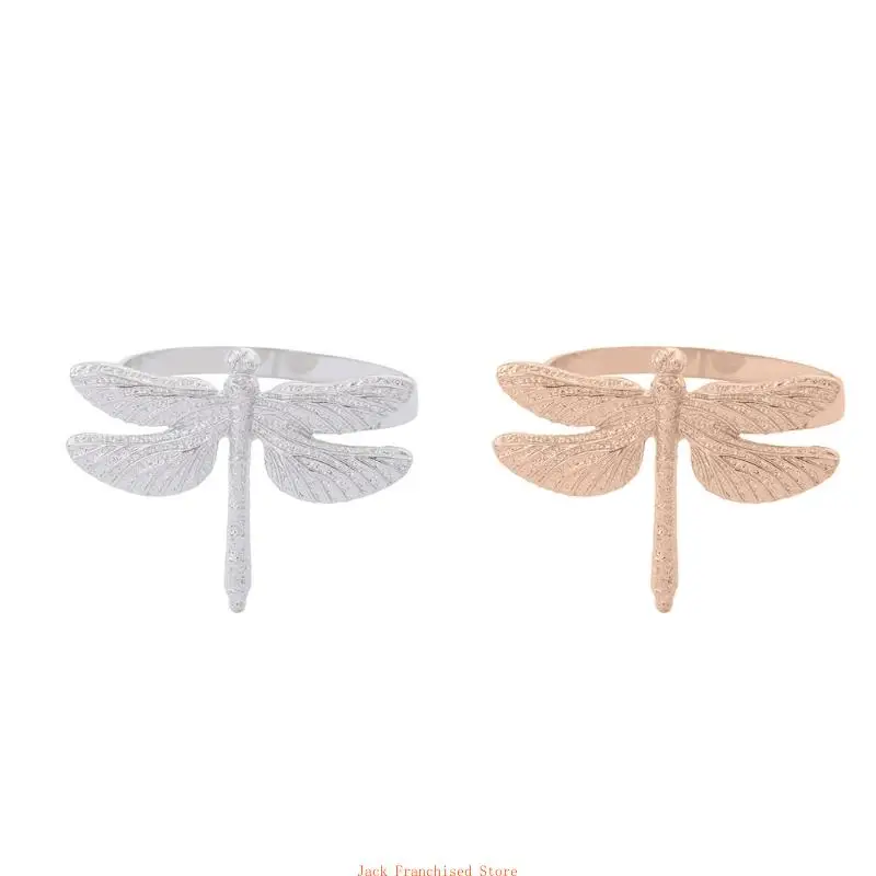 

2Pcs Spring Series Dragonflies Napkin Rings Wedding Serviette Holder Napkin Buckle for Christmas Home Gathering Dinner