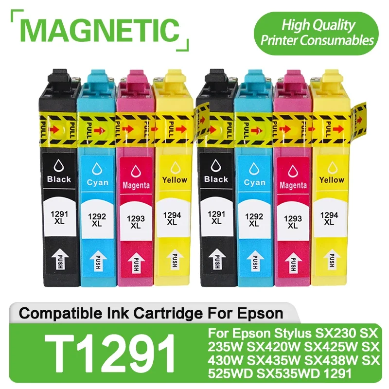 Картридж для принтера Epson stylus SX235W SX425W SX420W SX438W SX525WD SX535WD 8 шт. совместимый с T1291 - T1294