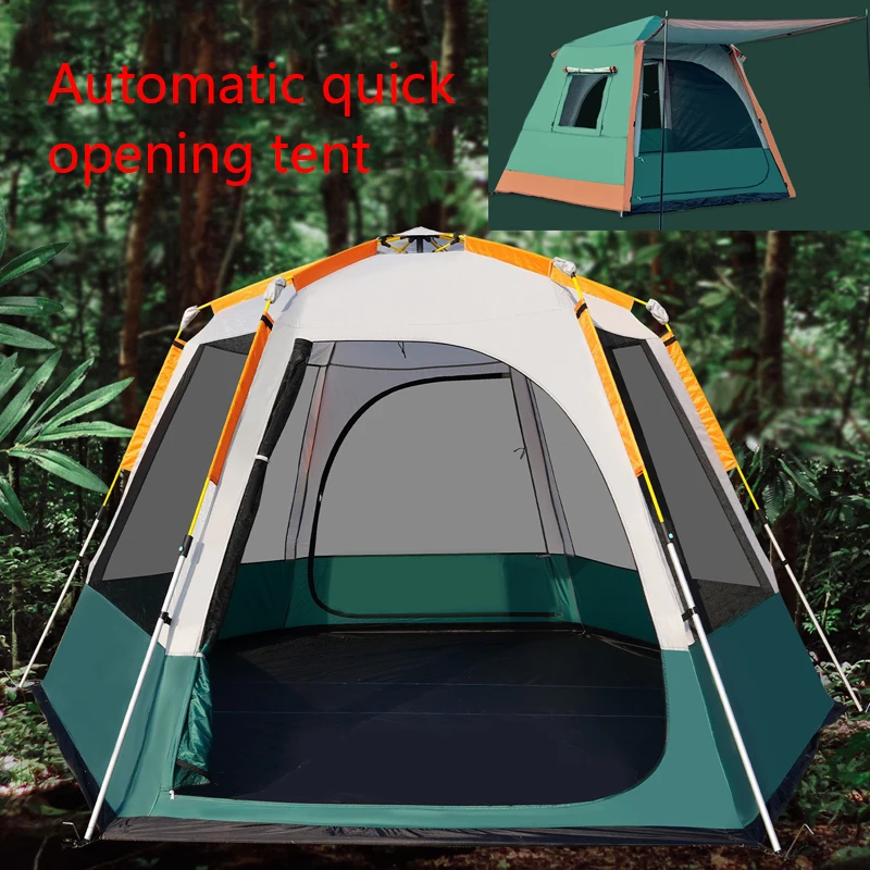 

Обновленная Автоматическая туристическая палатка, Большая водонепроницаемая, с защитой от УФ-лучей, с шестигранным узором, легко устанавливается, семейная дорожная палатка