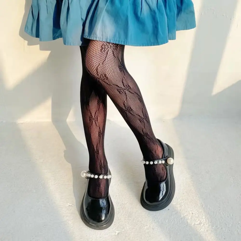 

Детские колготки, летние сетчатые колготки с бантом, Детские Белые Полые Колготки из искусственной кожи для свадьбы