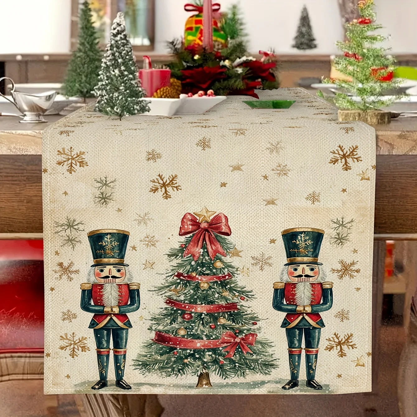 Льняная скатерть-дорожка для стола  Christmas Nutcracker