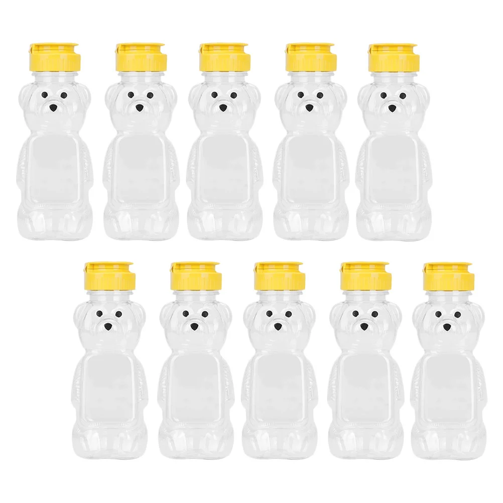 

10 Pcs Water Carafe Cup Lecythus Plastic Honey Bottle Cartoon Cute Bear Beverage Sealing Child