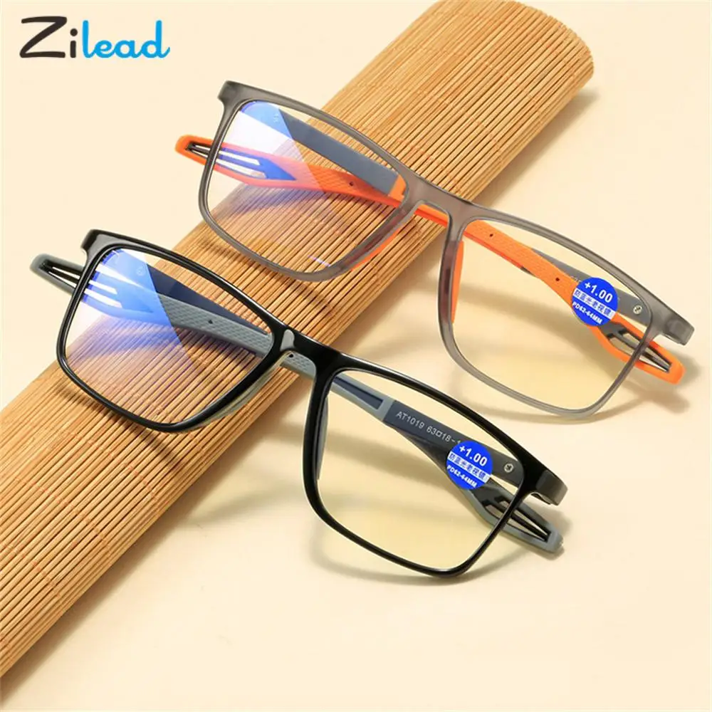 

Zilead Anti Blue Light Reading Glasses Women Men Transparent Sqaure Computer Presbyopic Eyeglasses Non-slip Sports Goggle Unisex