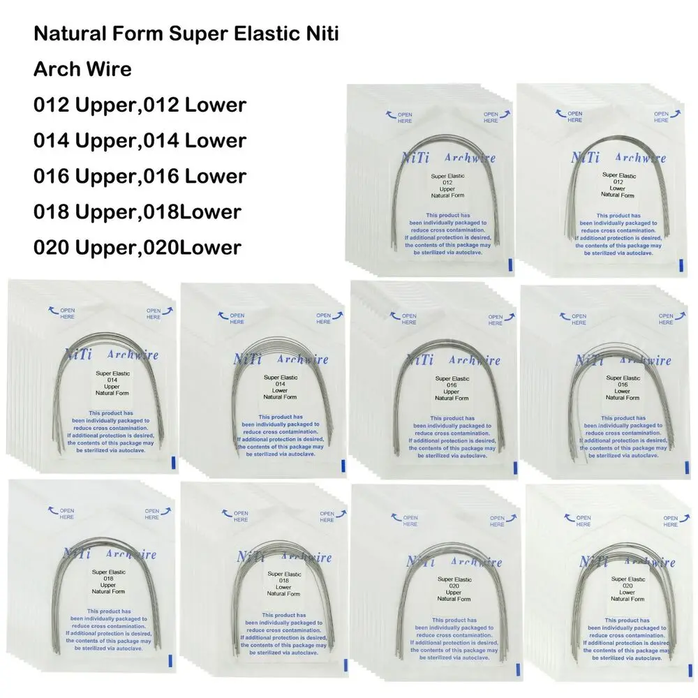 Dental Orthodonic Arch Wire Natural Niti Form Super Elastic Upper/Lower 012-020