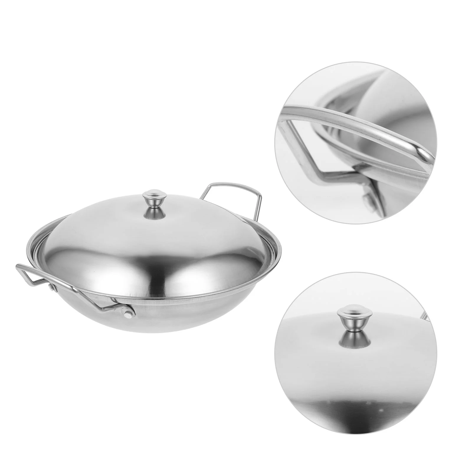

Pot Stove Lid Heavy Duty Wok Stainless Steel Stir Fry Pan Durable Outdoor Cooking