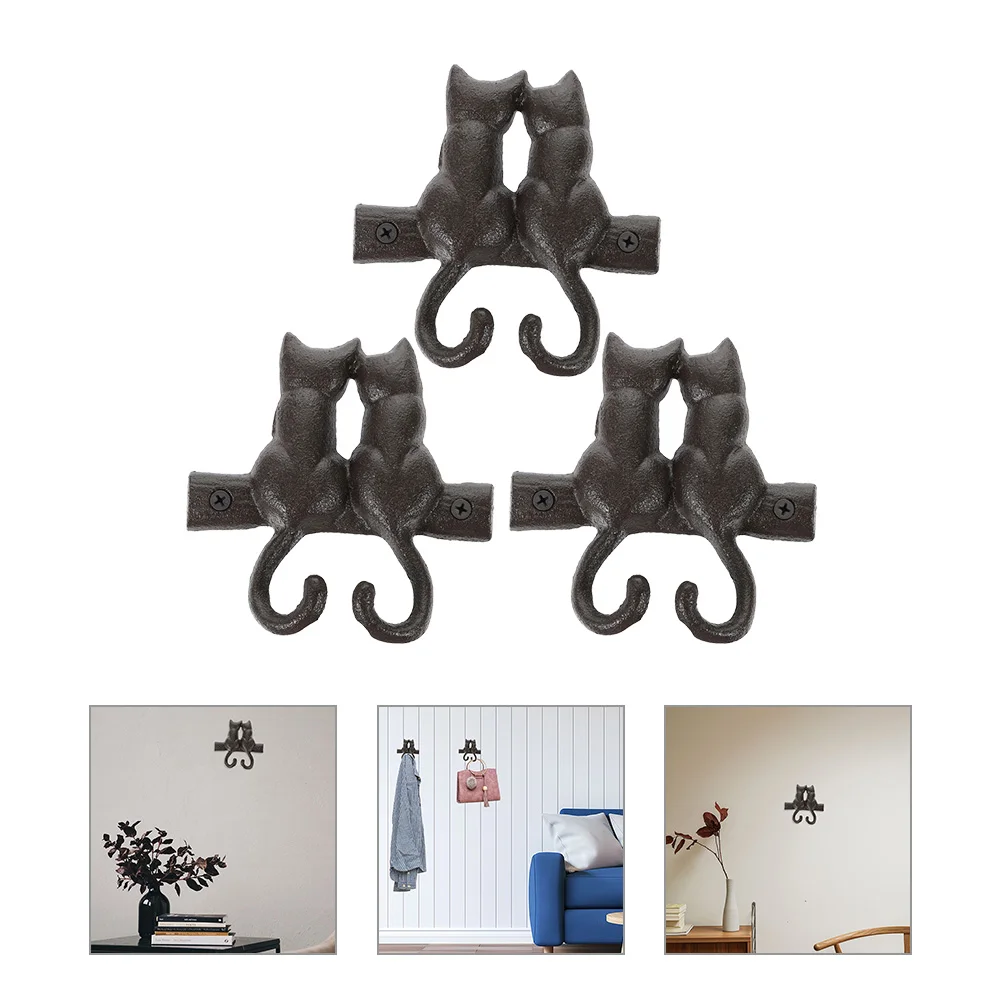 

2 Pcs Towel Hook Decorative Metal Wall Umbrella Holder Ordinary Purse Hooks for Mounted Bag Cast Iron Coat Hanger Lovers