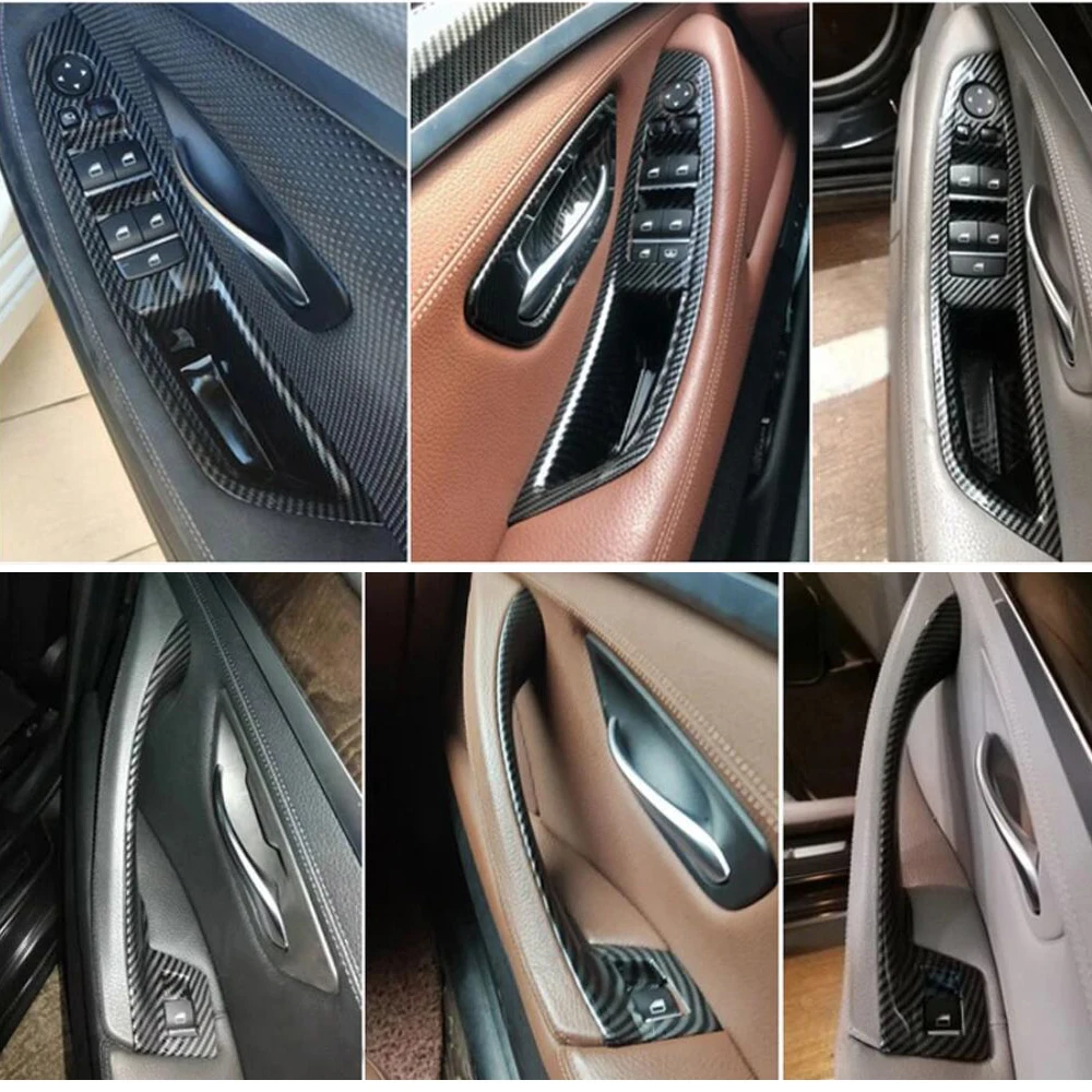 

7PCS Carbon Fiber Interior Door Pull Handle For BMW 5 Series F10 F18 2011 2012 - 2014 2015 2016 2017 RHD LHD Interior Handle