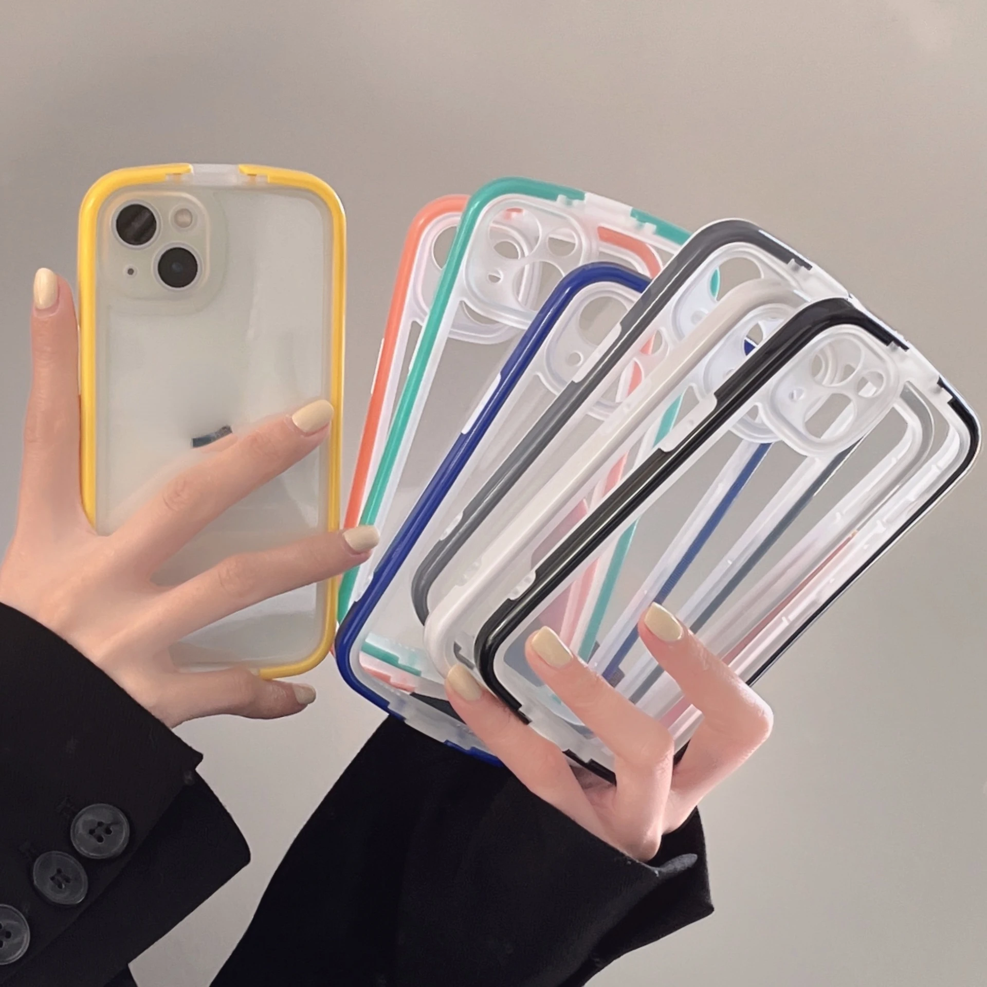 

Transparent Personality Simple Bracket Phone Case For IPhone 11 12 13 pro 7 8 x xr xs Plus Max With Stand Bring Support Cover