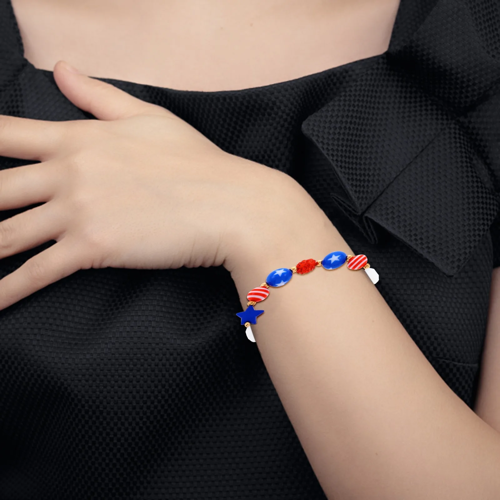 Браслет "Звезда Дня Независимости 2022" Крафты из камня, коммеморативный, смешанные цвета, ручная оплетка.