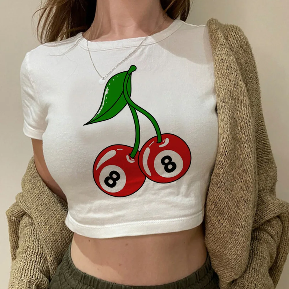 Женский винтажный укороченный топ Cherry cyber y2k yk2 графический короткий в стиле манга