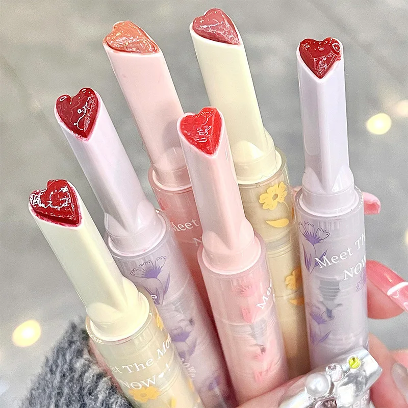 

New Clear Lip Glaze Flower Love Jelly Mirror Lipstick Waterproof Non-stick Cup Moisturizing Lip Gloss Korea Makeup Cosmetics