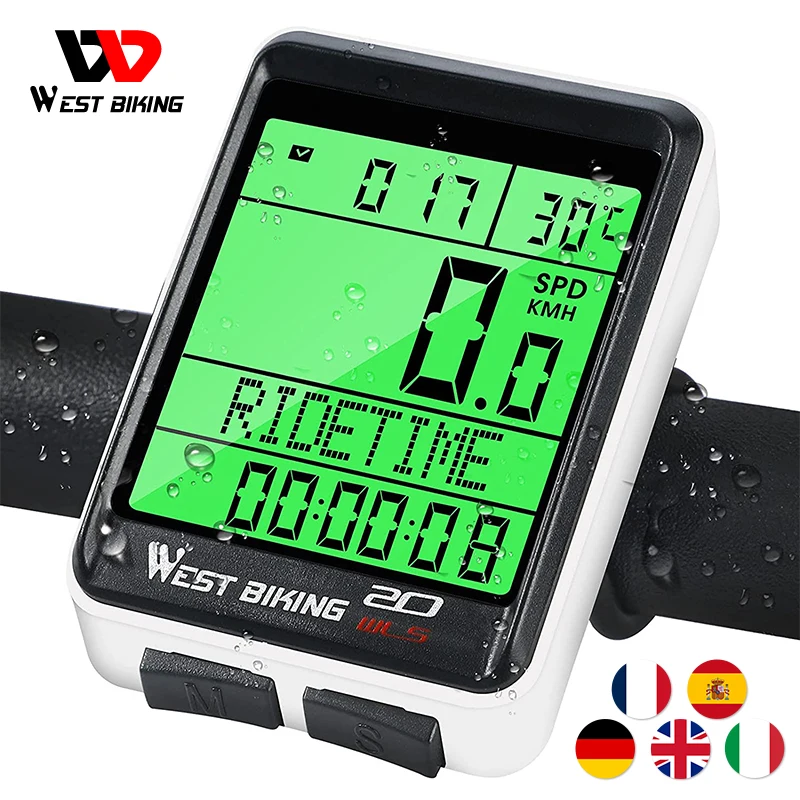 

WEST BIKING Bicycle Wireless Computer MTB Road Bike Odometer Multifunction Cycling Stopwatch Speedometer Rainproof Bike Computer