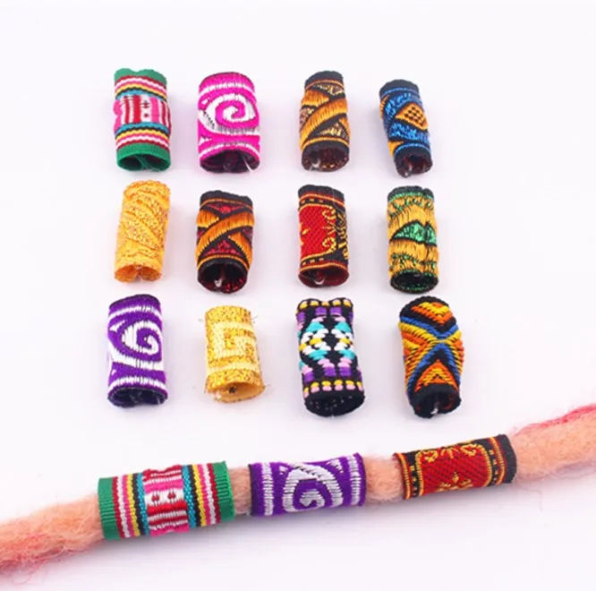 

10 Pcs Mix Fabric Dread Dreadlock Beads Clips Cuff for Hair Braid Beads Tube Random Style Hair Accessories for Braids Hair Tools