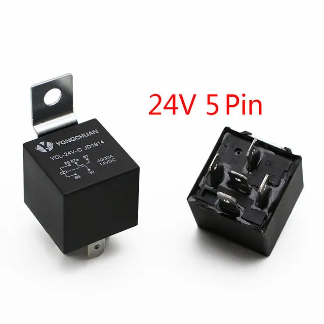 

Водонепроницаемое автомобильное реле 12 В 24 В 4-контактное 5-контактное 4P 5P 40A Автомобильное реле с черно-красным медным терминалом Автоматическое реле с гнездом реле