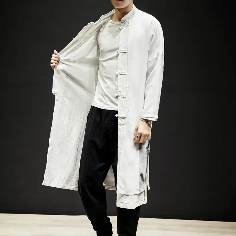 Мужской винтажный костюм с пряжкой белый Повседневный длинный жакет