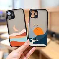 hand painted phone case for iphone 13 12 11 pro max mini landscape scenery hard cover for iphone x xs max xr se20 6s 7 8 plus