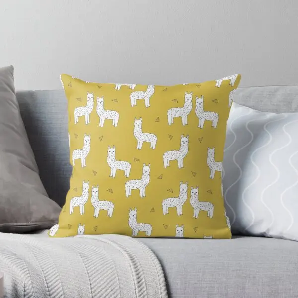

Alpaca Mustard By Andrea Lauren Printing Throw Pillow Cover Bed Fashion Decor Home Car Soft Fashion Waist Pillows not include