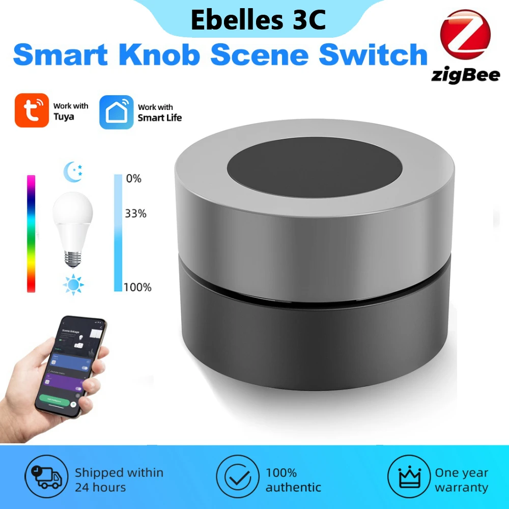 

Tuya Smart Home ZigBee Smart Knob Switch Homekit Wireless Scene Switch Rotary Button Light Mini Remote Control for Gateway Hub